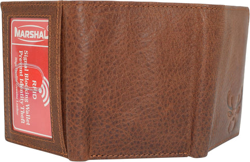 MARSHAL Deer Men's RFID Blocking Real Leather Bifold Trifold Wallet (Trifold)...