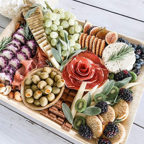 Disposable Palm Leaf 14" x 10" Trays (10 pieces) Bamboo Like Serving Platters, Disposable Boards, Eco-Friendly Dinnerware For Weddings, Catering, ...