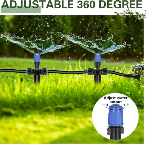 20 Pcs Drip Irrigation Emitters for 1/4 Inch Tubing Adjustable 360 Degree Water Flow Drippers with Stakes for Garden Greenhouse Lawn Watering Syst...