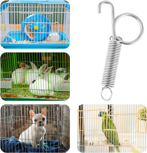 10 PCS Spring Latch for Cages, Multi-Functional Spring Loaded Latch Hook Metal Pet Cages Door Spring Latch for Fixing Small Animal, Rabbit, Dog, C...