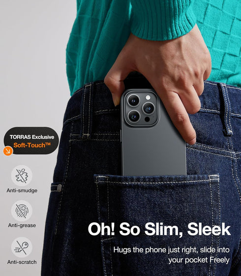 TORRAS Magnetic Slim-Fit for iPhone 15 Pro Max Case, Ultra-Thin 15 ProMax Phone Case Compatible with MagSafe, Lightweight Anti-Scratch Matte Hard ...