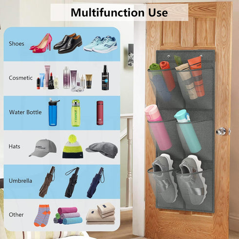 2 Pack RV Shoe Storage, 12 Large Mesh Pockets Closet Door Hanging Shoe Rack Organizer Narrow Shoe Holder, Wall Mounted Shoes Rack with Sticky Moun...