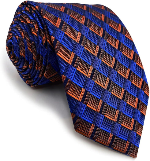 S&W SHLAX&WING Ties for Men Blue Copper Necktie Set with Pocket Square Mens Gift...