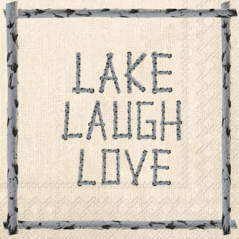 Boston International Ideal Home Range 20 Count 3-Ply Paper Cocktail Napkins, Lake Laugh Love, 5" x 5"...