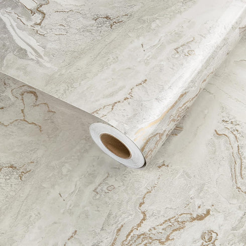 Gold Marble Contact Paper for Countertops Shiny White Marble Peel and Stick Wallpaper for Bathroom Waterproof Contact Paper Marble Countertop Viny...