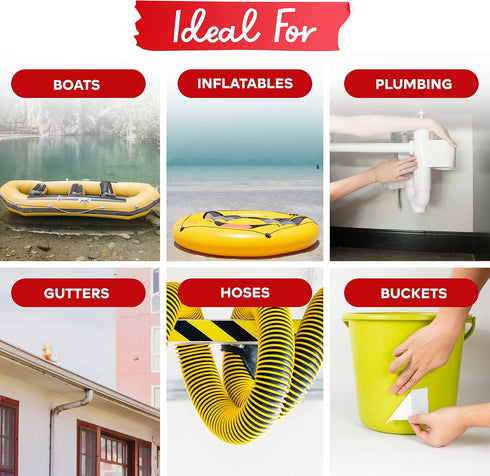 XFasten Waterproof Patch Seal Repair and Leak Shield Tape, 6-Inch x 5-Foot (Black, 6-Inch x 5-Foot)...