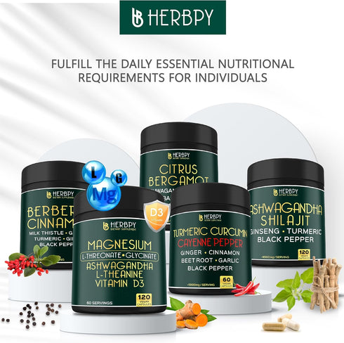Relaxation & Restful Night with Magnesium L-Threonate & Glycinate Supplement, Plus Vitamin D3, Ashwagandha Root & L-Theanine - Brain, Bone & Heart...