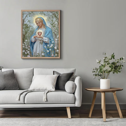 Posterizer 1 pcs-serene symbolic depiction of the Sacred Heart of Mary 3-Religious Posters Gift For Buddhism Meditation philosophy Fans- unframed ...