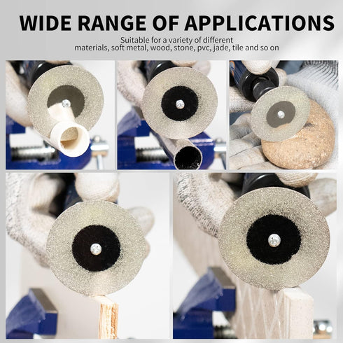 5Pcs 60mm Diamond Cutting Disc Cut Off Wheels with 5Pcs Mandrel 1/8'' Shank Stone Blade for Rotary Tool Drill Attachment Cutting Discs Polishing G...