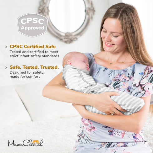 Mama Cheetah Organic Baby Swaddle Blanket, Adjustable Newborn Swaddle Sleep Sacks, Easy Swaddles for Boys and Girls 0-3 Months, Nursery Swaddling ...