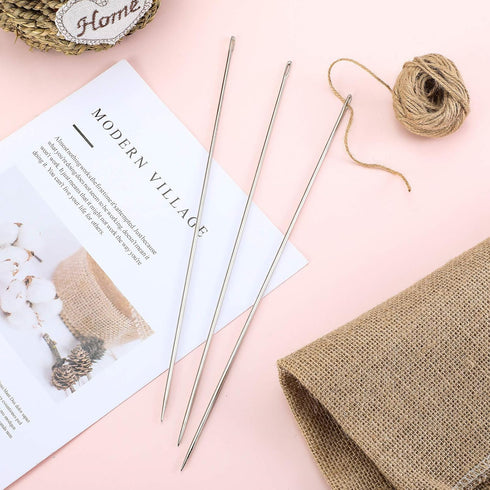 3 Pieces 12 Inch Upholstery Needle Extra Long Sewing Needles for Crafts Stainless Steel Straight Hand Upholstery for Tufting Webbing,Sewing Edges ...