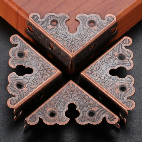 dophee 4Pcs Decorative Corner Protectors, Retro Style Edge Safety Guards Covers for Picture Frame Album Jewelry Box Gift Box Wooden Case Chest Tab...