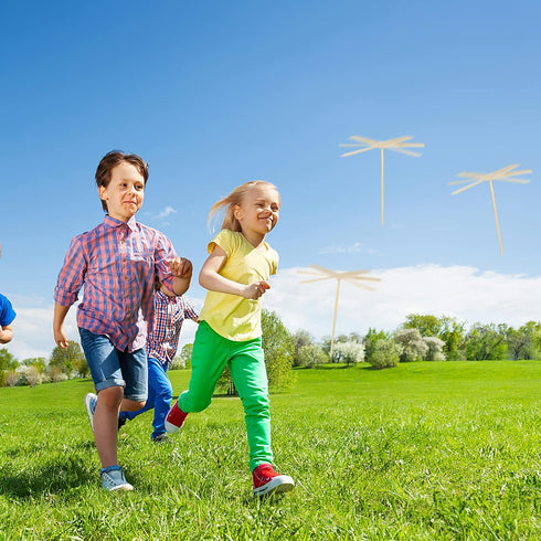 Alipis 10 Pcs Flying Helicopter Toy Wood Dragonfly Hand Rub DIY Propeller for Kids Outdoor Patio Garden Toy...