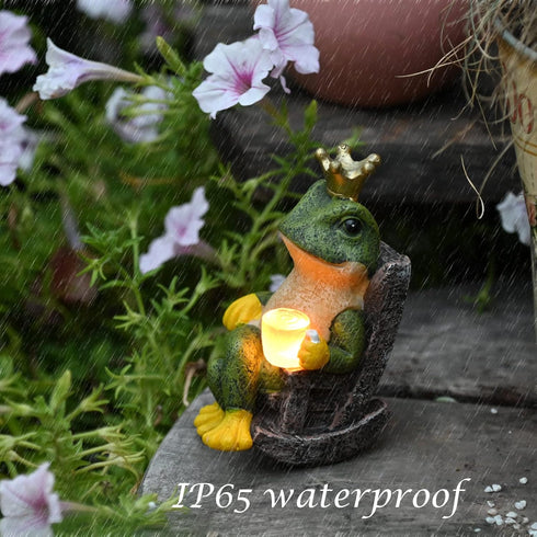 Miniature Frog Garden Statue with Solar Light Home Decor Fairy Garden Accessories Frog Decor for Patio, Balcony, Yard, Lawn Bedroom 2.3"x3.3"x5"...