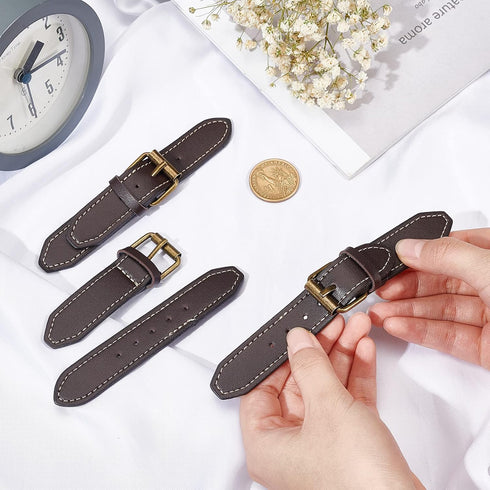 FINGERINSPIRE 6 Sets Leather Sew-On Toggles Closures Coconut Brown PU Leather Snap Toggle Sew On Duffle Jacket Buckle Metal Leather Clasp Fastener...