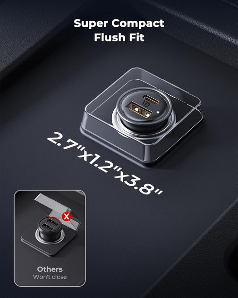 VOLTME Car Charger, 30W PD 3.0 USB C Car Charger, Fast Power Charging Block Dual Port USB A & C Plug Cigarette Lighter Charger Adapter for iPhone ...