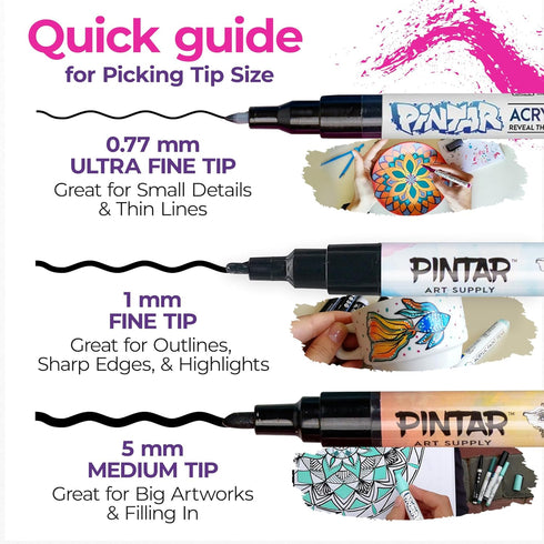 PINTAR Acrylic Paint Markers Set - Extra Fine Tip Paint Pens - Acrylic Markers Paint Pens - Acrylic Paint Pens for Rock Painting, Wood, Glass, Lea...