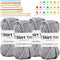 4 Pack T-Shirt Yarn Set, 3.5Oz Flat Crochet Yarn Soild Color Crocheting Yarn with Knitted Plastic Eye Needles for Summer Hand DIY Crocheting Proje...