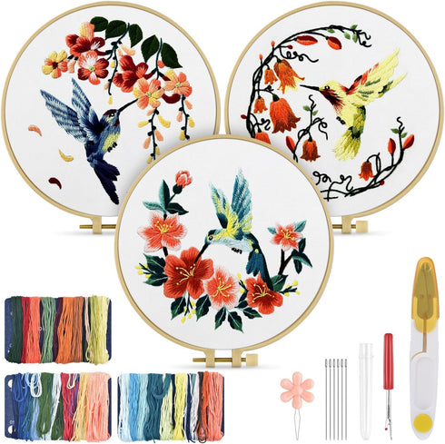 TINDTOP Hummingbird and Flower Embroidery Kit for Adults......