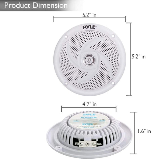 Pyle Marine Speakers - 4 Inch 2 Way Waterproof and Weather Resistant Outdoor Audio Stereo Sound System with 100 Watt Power and Low Profile Slim St...