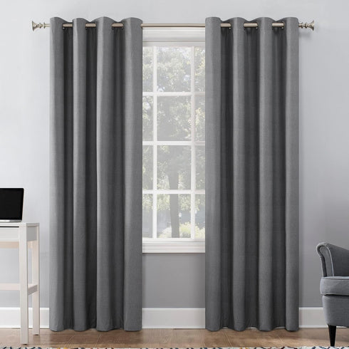 Sun Zero Columbia Thermal Insulated 100% Blackout Grommet Curtain Single Panel, 50" x 84", Gray...