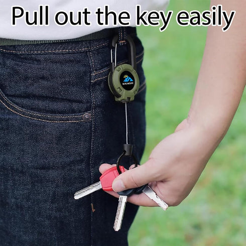 Retractable Keychain Heavy Duty, Multitool Carabiner Badge Holder, Retractable Keychain Clip Id Holder, Upgraded 58cm Stainless Steel Cord, Suitab...