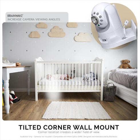 Corner Mount Infant Optics DXR-8 & Pro Adhesive Wall Shelf, Optimal Viewing, Full Pan & Tilt, Easy Installation, No Mess, No Screws by Brainwavz...