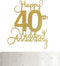 40th Wedding Anniversary Cake Topper, Wedding Anniversary Party Decoration with Premium Gold Glitter...