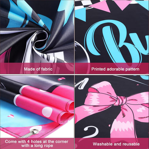 Burnouts or Bows Gender Reveal Decoration Bows or Burnouts Backdrop Gender Reveal Party Supplies Boy or Girl Blue or Pink Baby Shower Banner Photo...