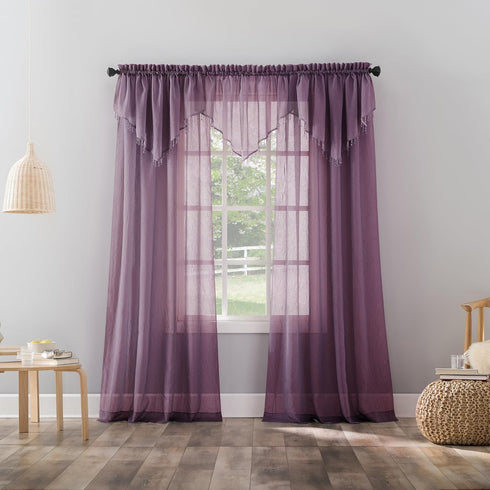 No. 918 Erica Crushed Sheer Voile Rod Pocket Curtain Panel, 51" x 84", Purple...