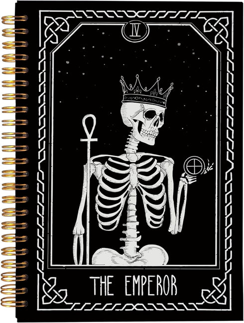 The Emperor Tarot Card Journal Notebook, Skull Notebook, Goth Gothic Journal, Witch Notebook, Goth Office Supplies, Spiral Notebook 5.5x8.3, Tarot...