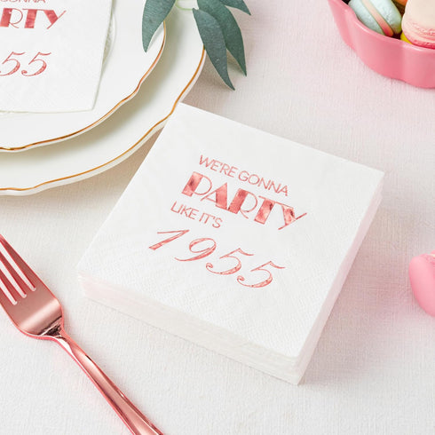 Crisky 70th Birthday Cocktail Napkins Rose Gold for Women 70th Birthday Party Decorations for Cake Dessert Berverage Table, 70th Birthday Party Su...