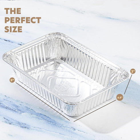 PLASTICPRO 10 Pack Aluminum Pans 6.5'' x 9" Disposable Pans with Covers Heavy Duty 2.25 lb Foil Pans for Baking and Cooking...