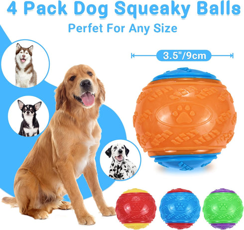 3.5in Squeaky Dog Balls, Dog Toys Balls for Training, Tough Ball Toys for Dogs, Light Weight Dog Toy Balls, High Bouncy Dog Ball for Interactive P...