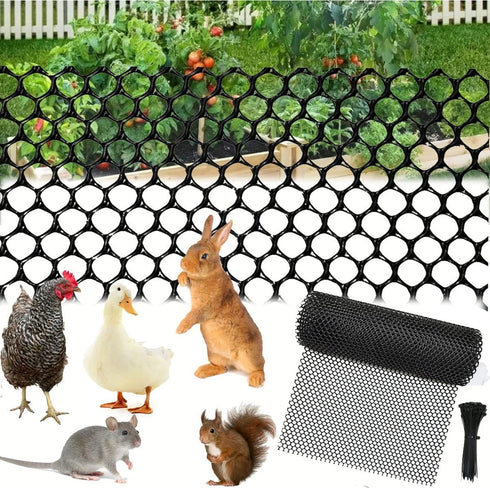 Plastic Chicken Wire Fence Mesh 15.7IN x 10FT Hexagonal Plastic Poultry Netting for Chicken, Black Upgraded Plastic Garden Mesh Fencing for Garden...