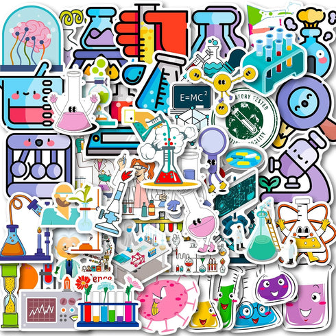 100 PCS Funny Science Laboratory Stickers, Laboratory Stickers for Kids Teens Adults, Physics Biology Chemistry Experiment Stickers, Waterproof Vi...