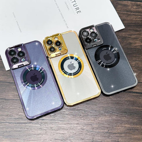 MZELQ for iPhone 13 Pro Max Case Plating Magnetic ?Compatible with Magsafe? Logo View Luxury Elegant Camera Protection Classic Screen Protector Me...