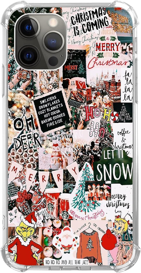 Aesthetic Christmas Collage Case Compatible with iPhone 14 Pro Max, Winter Merry Christmas Case for iPhone 14 Pro Max, Trendy Cool TPU Phone Case ...