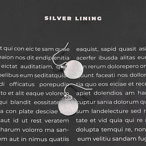 Sterling Silver Dangle Earrings for Women White Gold Plated Silver Round Disc Brushed Earrings Minimalist Jewelry...