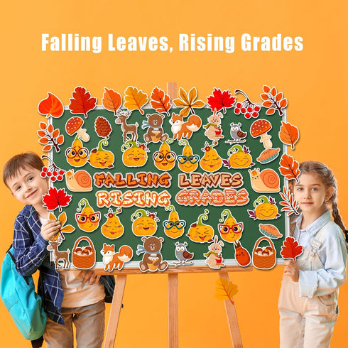 60pcs Fall Cutouts Bulletin Board Decorations Thanksgiving Classroom Decorations Set 32 Designs Thanksgiving Bulletin Board Decor with 100pcs Glue...