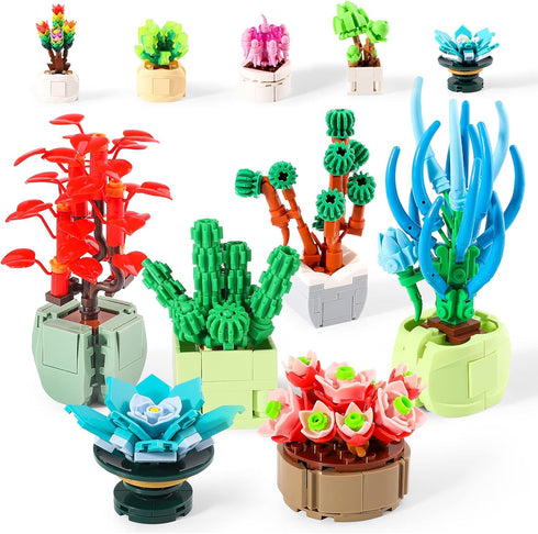Mini Succulents Surprise Box Toys DIY Simulation Mini Particle Flower Botanical Collection Construction Building Blocks Toy Sets Random Gifts for ...