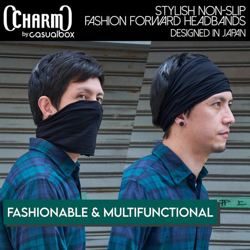 Casualbox Mens Womens Elastic Bandana Headband Japanese Long Hair Dreads Head wrap Charcoal Gray,Free Size...