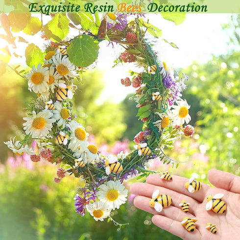 CCOZN 35 Tiny Resin Bees, Bumblebees Embellishment with Box DIY Wreath Decoration for DIY Crafts, Scrapbooking, Home Decor, 0.98inch, 0.75inch, 0....