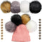 Juinte 8 Pcs 6 Inch Large Fur Pom Pom Balls for Hats Fluffy Faux Fur Pompom Balls with Snap Button for Hat Shoes Scarves Bag Charms DIY Crafts(Bla...