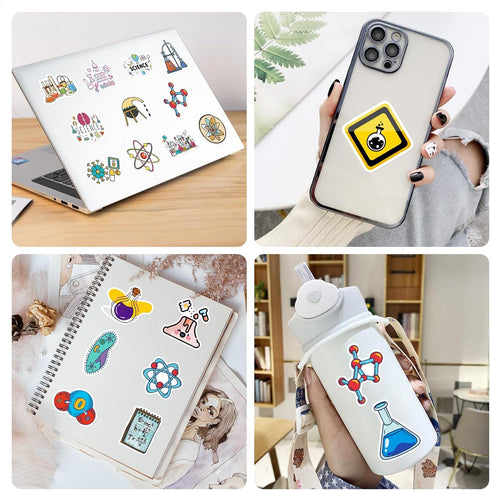 100 PCS Funny Science Laboratory Stickers, Laboratory Stickers for Kids Teens Adults, Physics Biology Chemistry Experiment Stickers, Waterproof Vi...