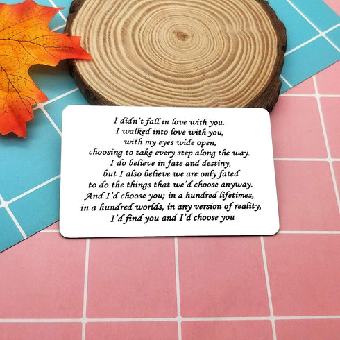 Stainless Steel Engraved Wallet Insert Sentimental Keepsake Personalized Wallet Card for Him Husband Boyfriend Gifts for Anniversary Birthday, I W...
