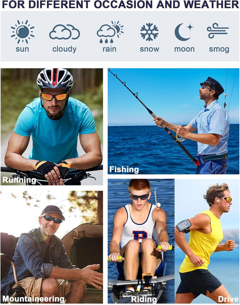 TOODOO 3 Pairs Sport Polarized Sunglasses for Cycling Driving Fishing TAC Lens Sunglasses for Men Women Youth Baseball Running Golf Motorcycle...