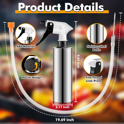 2 in 1 Spray Bottle and Marinade Injector, 10.15oz Dual Functionality Injector and Sprayer, Seasoning Injectors Food Grade Spritzer Bottle for Smo...