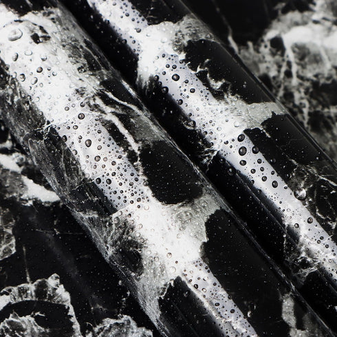 Guvana Glossy Marble Contact Paper Black Marble Wallpaper Marble Peel and Stick Wallpaper Waterproof Self Adhesive Wallpaper Modern DIY Contact Pa...