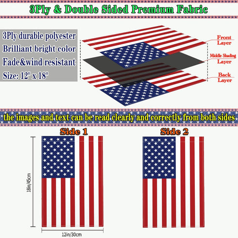 USA Garden Flag Small American Patriotic Garden Flags for Outside 12x18 Double Sided 3Ply Polyester 4th of July Garden Flag Memorial Day Flag Outd...